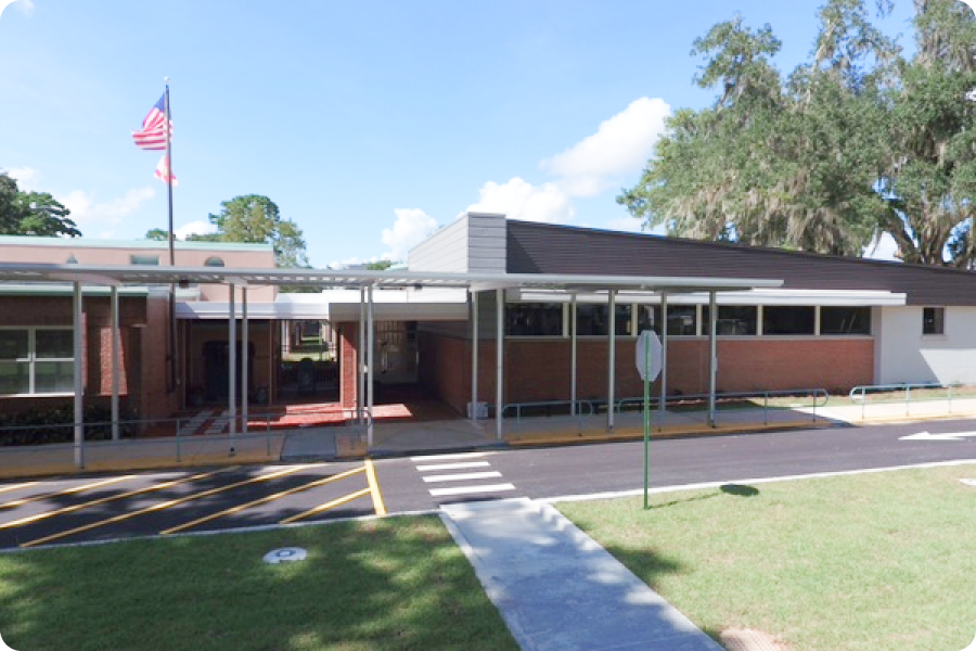 front of school building